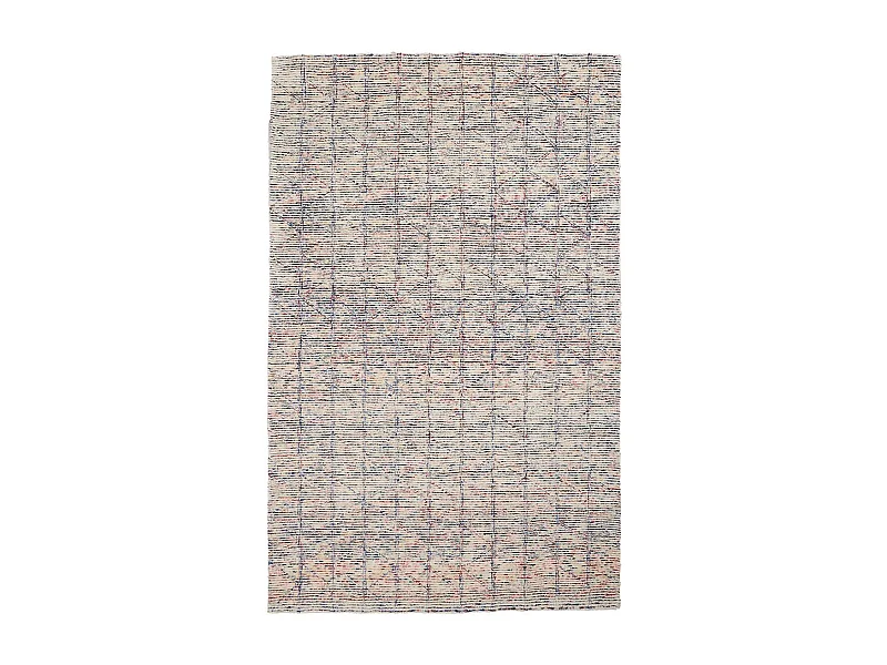 tapis entrée 60x110 fait à la main en laine multicolore rectangle motif faux uni