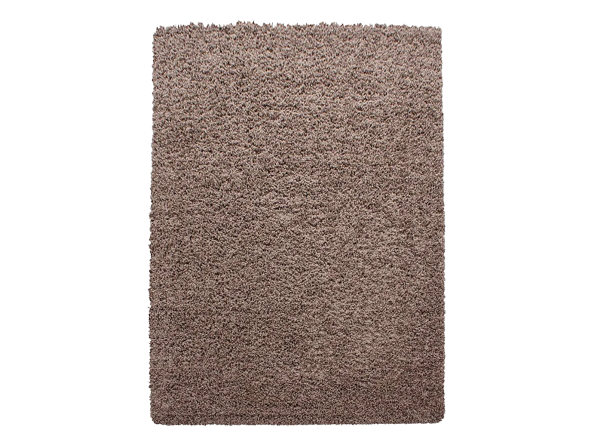Tapis rond poils longs shaggy Ø200cm tissé mocca motif uni UNI L