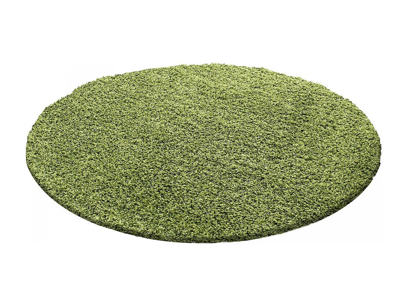 Tappeto Shaggy a pelo lungo Ø160cm tessuto rotondo verde a tinta unita UNI L