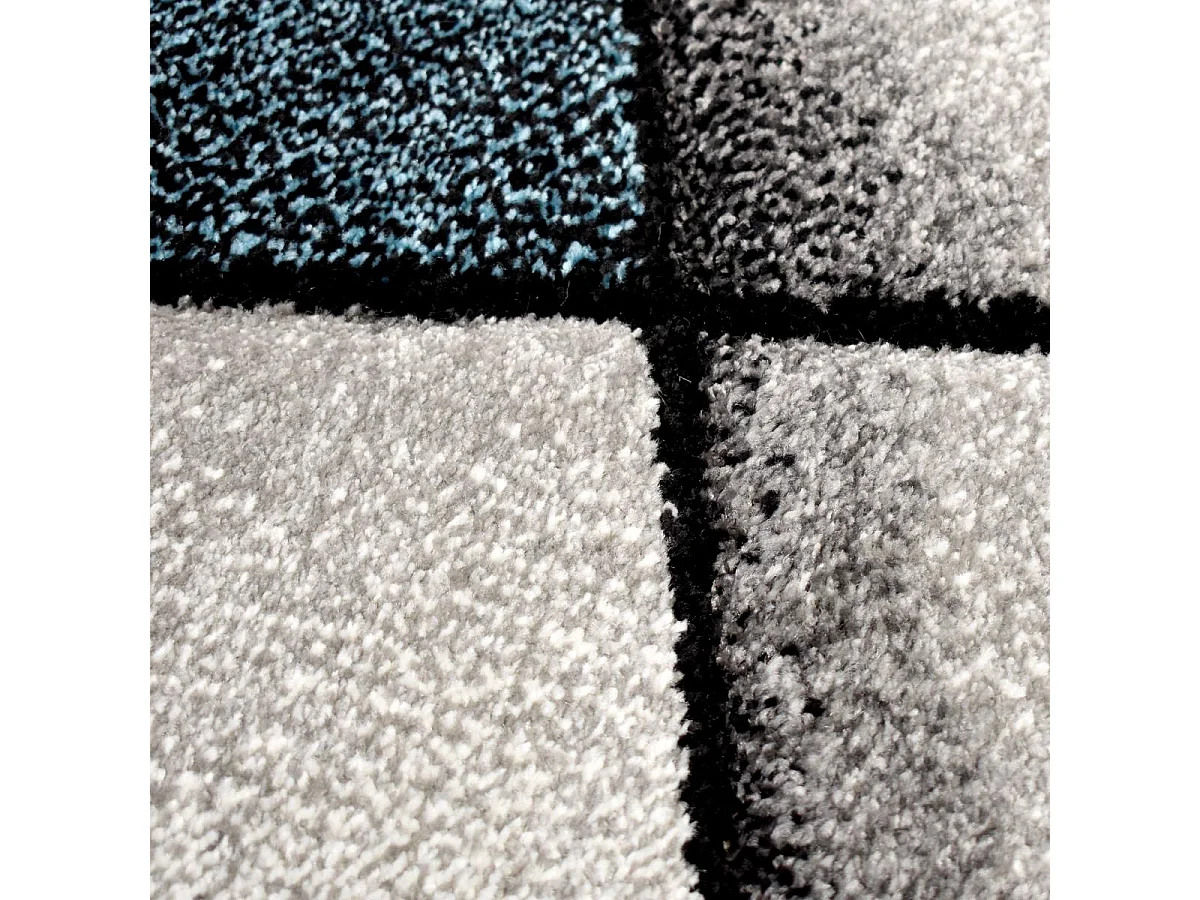 tapis entrée 60x110 tissé turquoise rectangle motif géométrique TRIANGULA