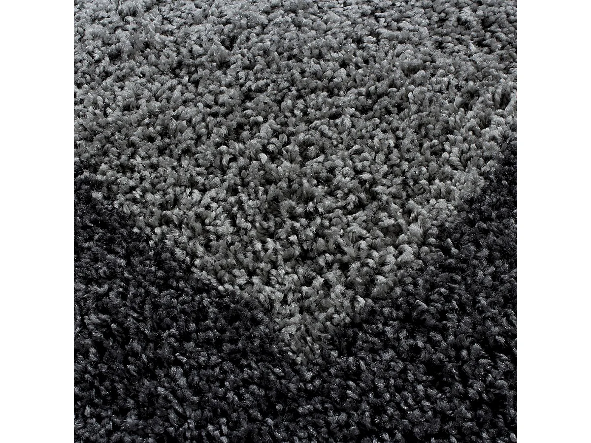 Tapis poils longs shaggy Ø200cm rond tissé gris clair et gris foncé