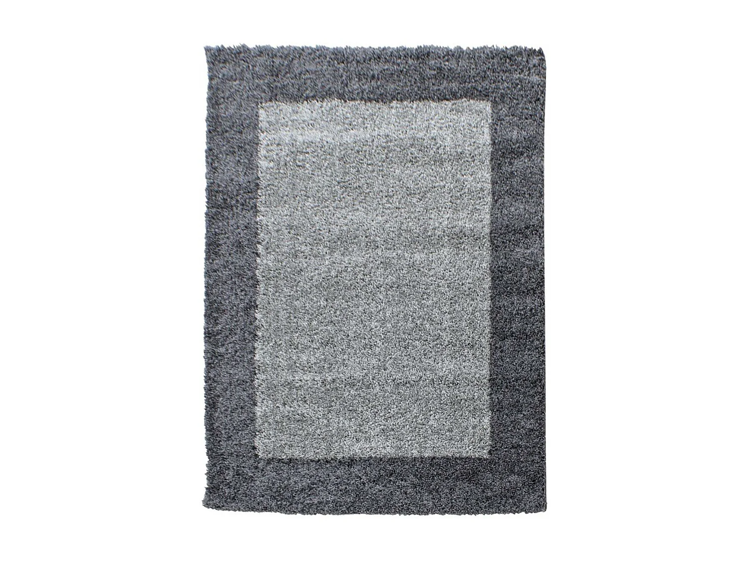 Tapis poils longs shaggy Ø200cm rond tissé gris clair et gris foncé
