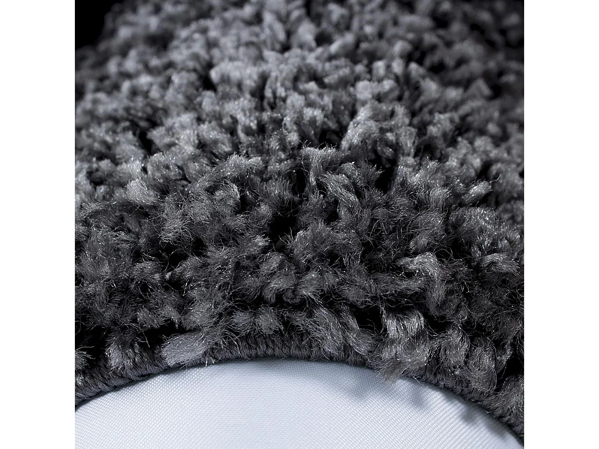 Tapis poils longs shaggy Ø200cm rond tissé gris clair et gris foncé