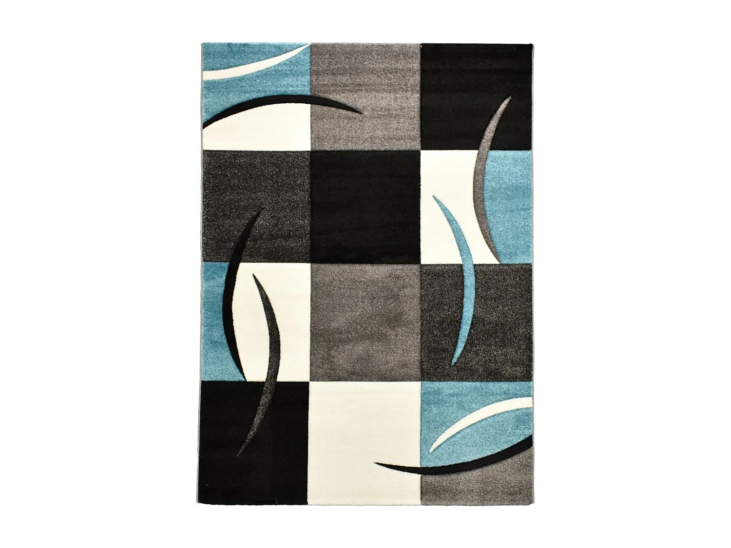 tapis entrée 60x110 tissé bleu rectangle motif géométrique ABSTRATA