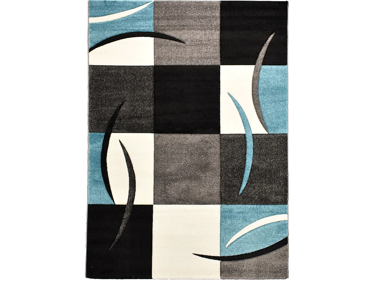 tapis entrée 60x110 tissé bleu rectangle motif géométrique ABSTRATA