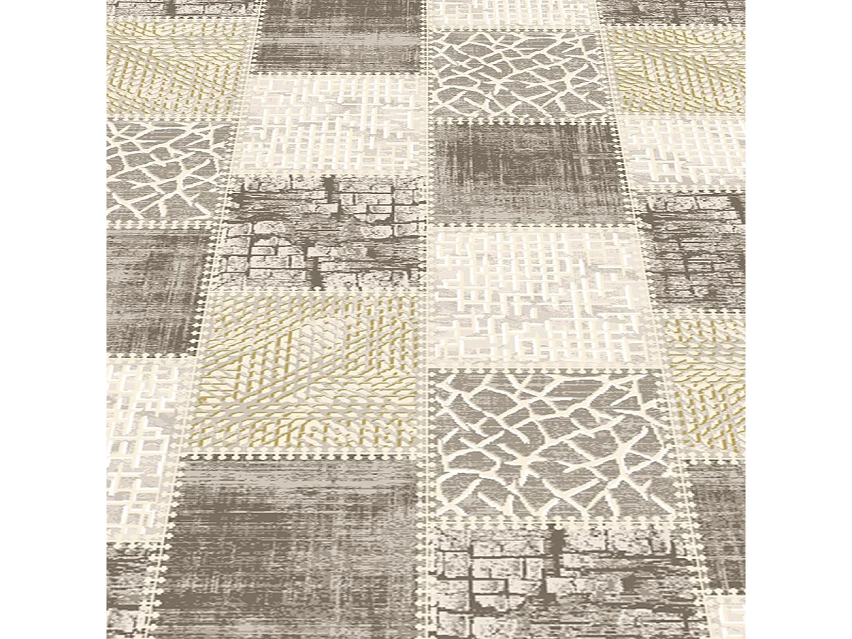 tapis salon 120x160 tissé marron et beige rectangle motif géométrique LYN7 SILICA