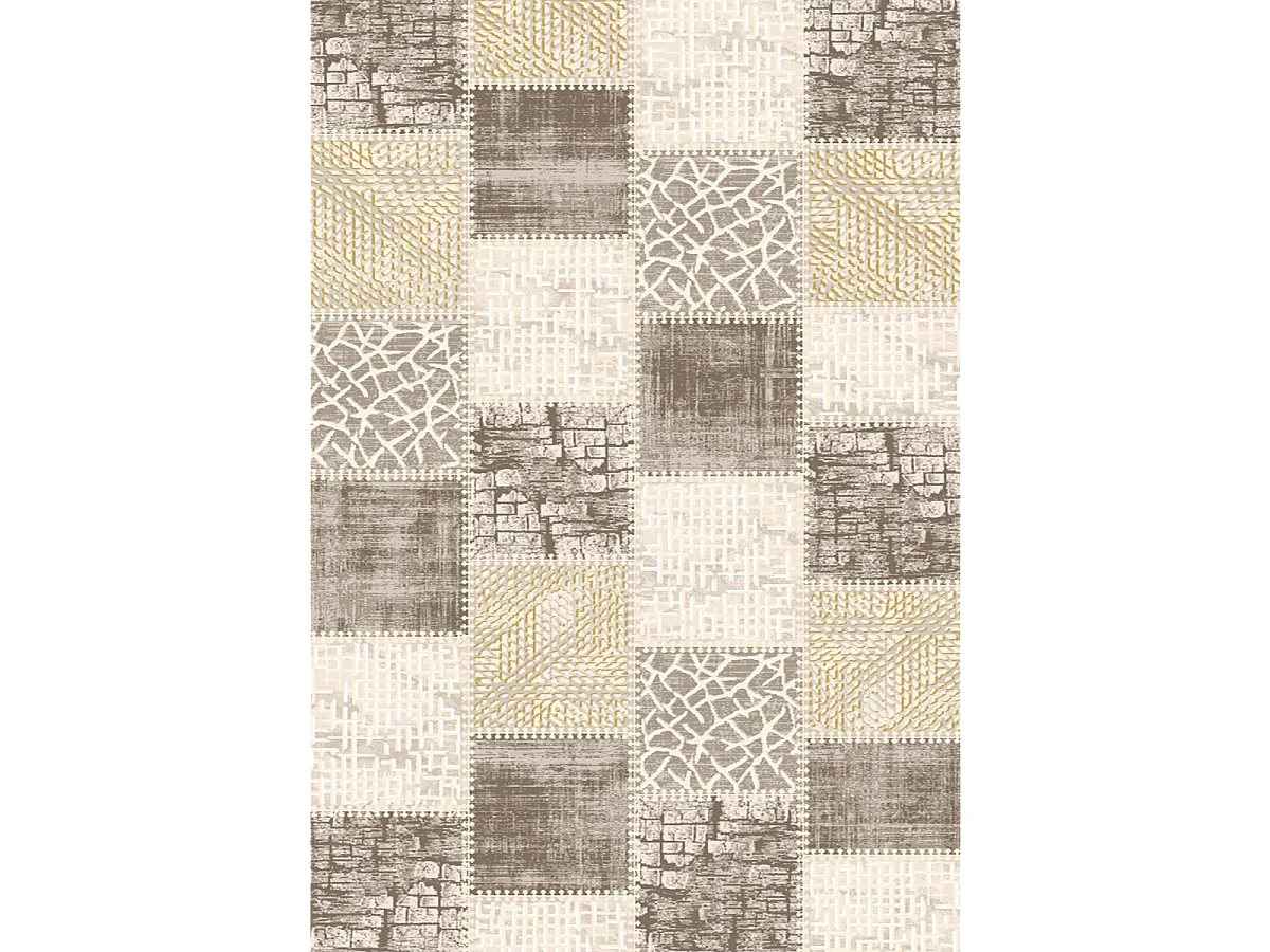 tapis salon 120x160 tissé marron et beige rectangle motif géométrique LYN7 SILICA