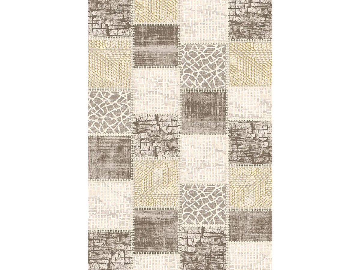 tapis salon 120x160 tissé marron et beige rectangle motif géométrique LYN7 SILICA