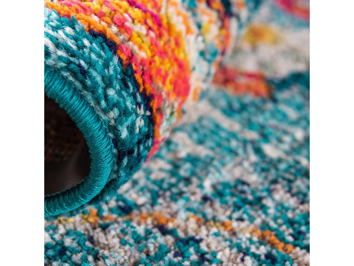 Tapis orient 120x170 rectangle turquoise et rouge tissé motif traditionnel OLCA