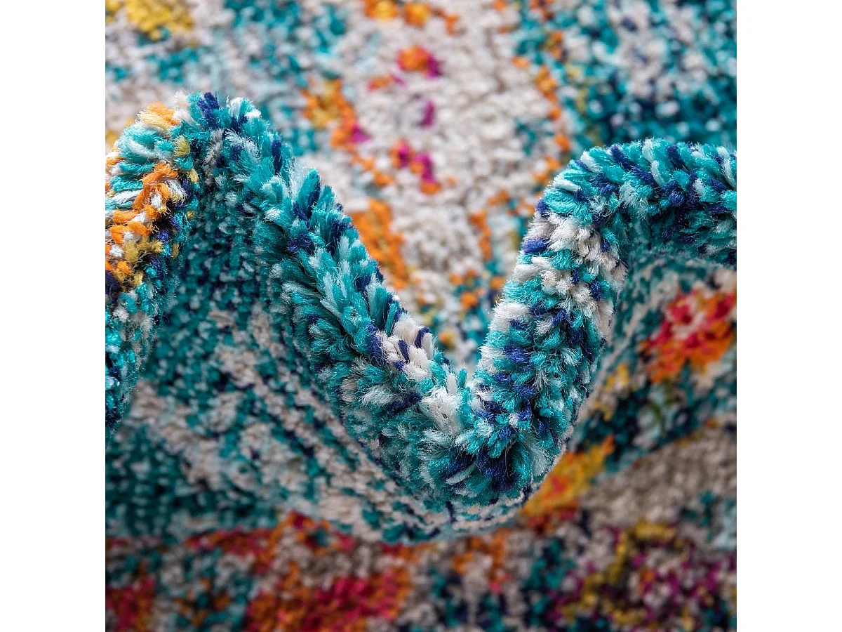 Tapis orient 120x170 rectangle turquoise et rouge tissé motif traditionnel OLCA