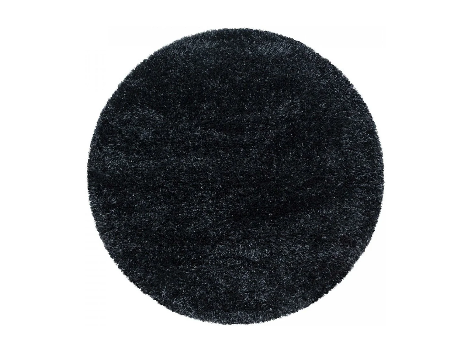 Tapis longs poils shaggy 60x110 rectangle tissé noir motif uni UNI A