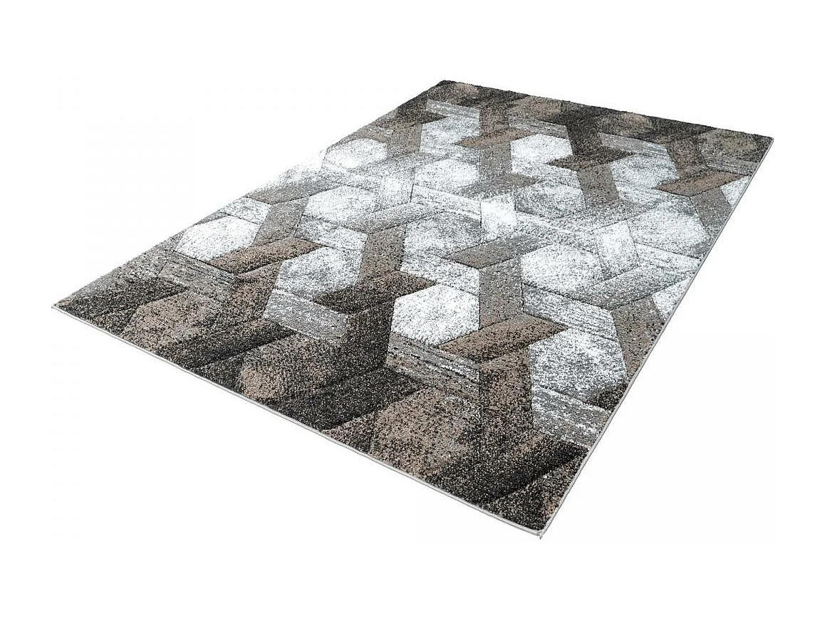 tapis entrée 80x150 tissé beige et gris rectangle motif scandinave DONDUR