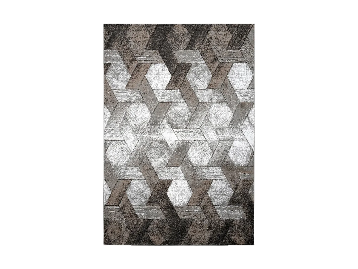 tapis entrée 80x150 tissé beige et gris rectangle motif scandinave DONDUR