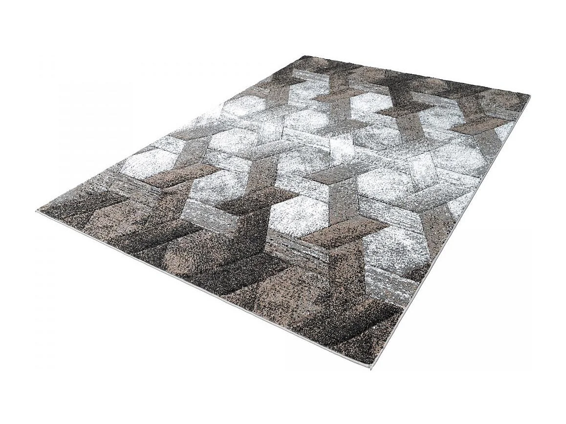 tapis entrée 80x150 tissé beige et gris rectangle motif scandinave DONDUR