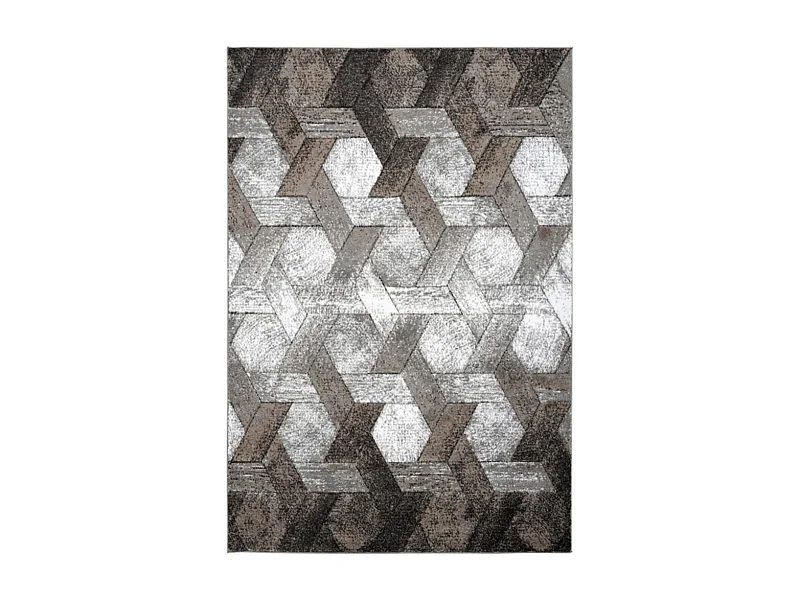 tapis entrée 80x150 tissé beige et gris rectangle motif scandinave DONDUR