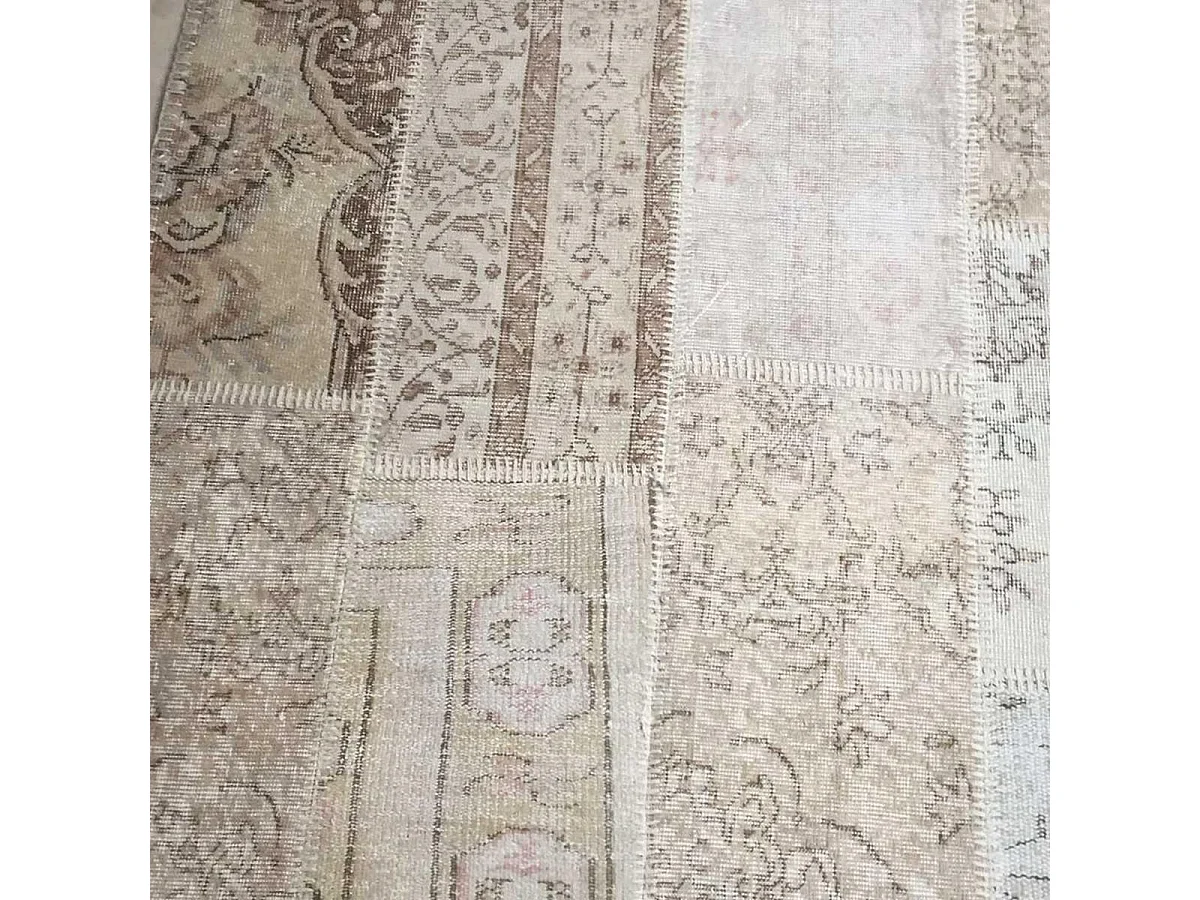 tapis chambre 80x150 fait main en laine beige rectangle motif traditionnel