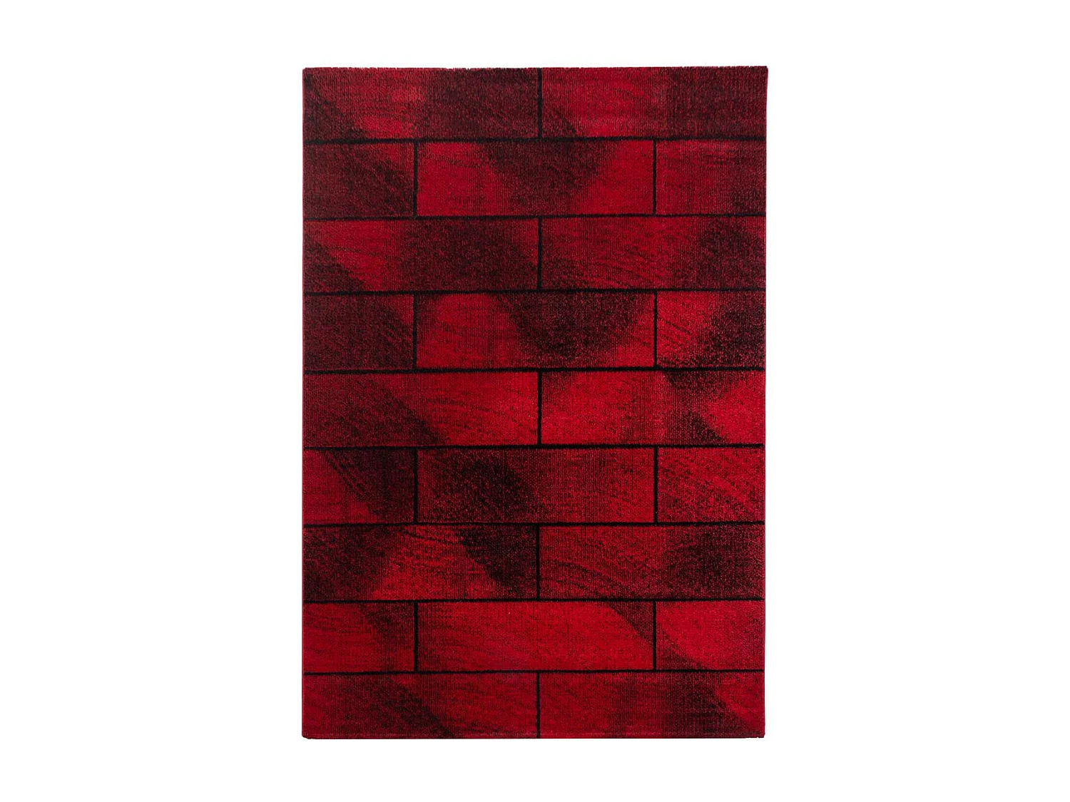 tapis salon 160x230 tissé rouge et noir rectangle motif géométrique OMEGOU