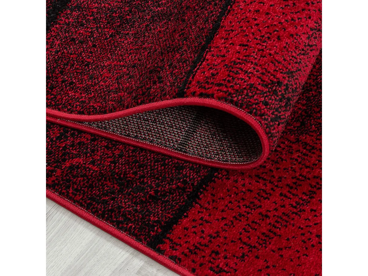 tapis salon 160x230 tissé rouge et noir rectangle motif géométrique OMEGOU