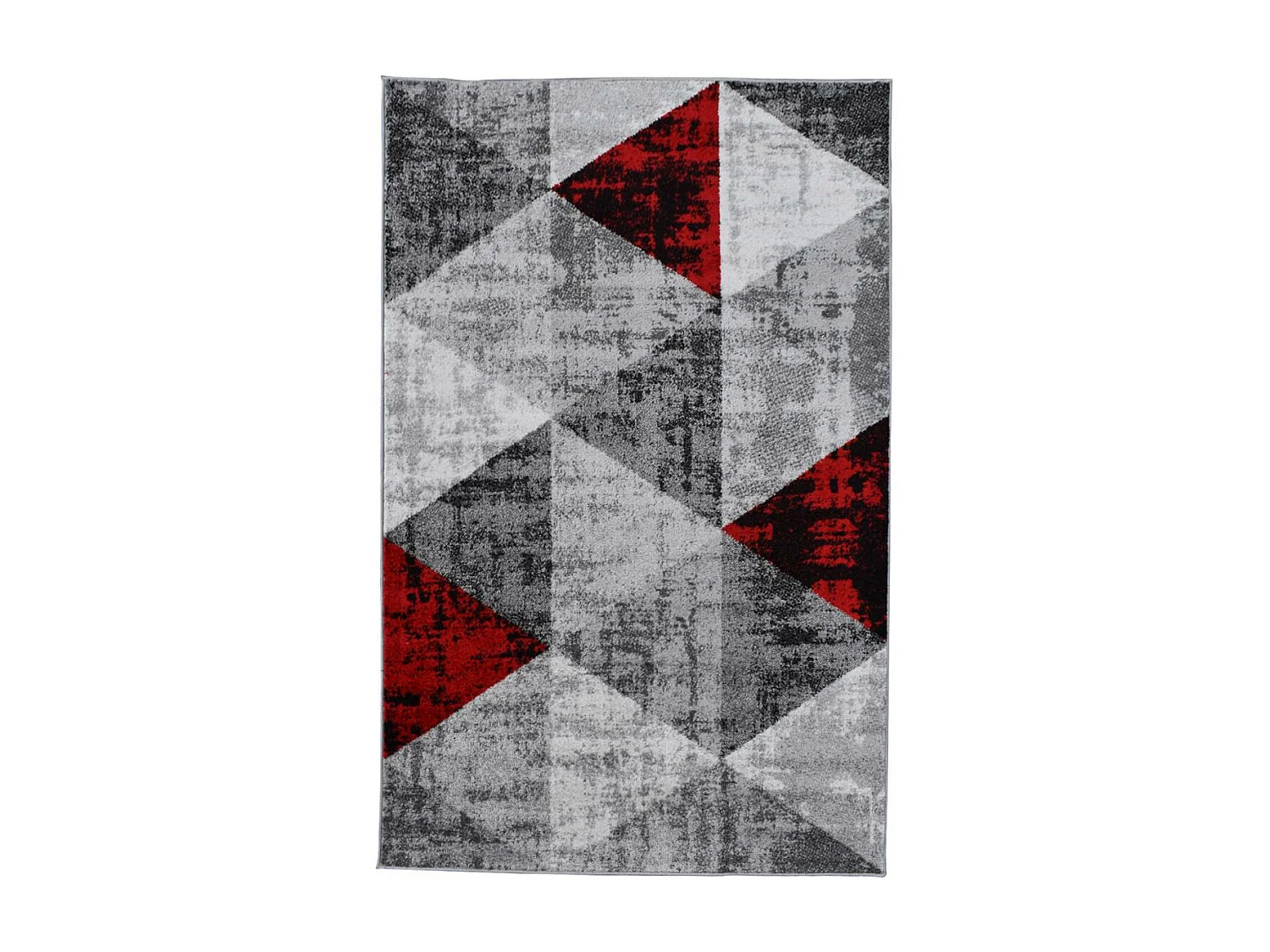 tapis chambre 150x220 tissé rouge et gris rectangle motif géométrique SOLTAM