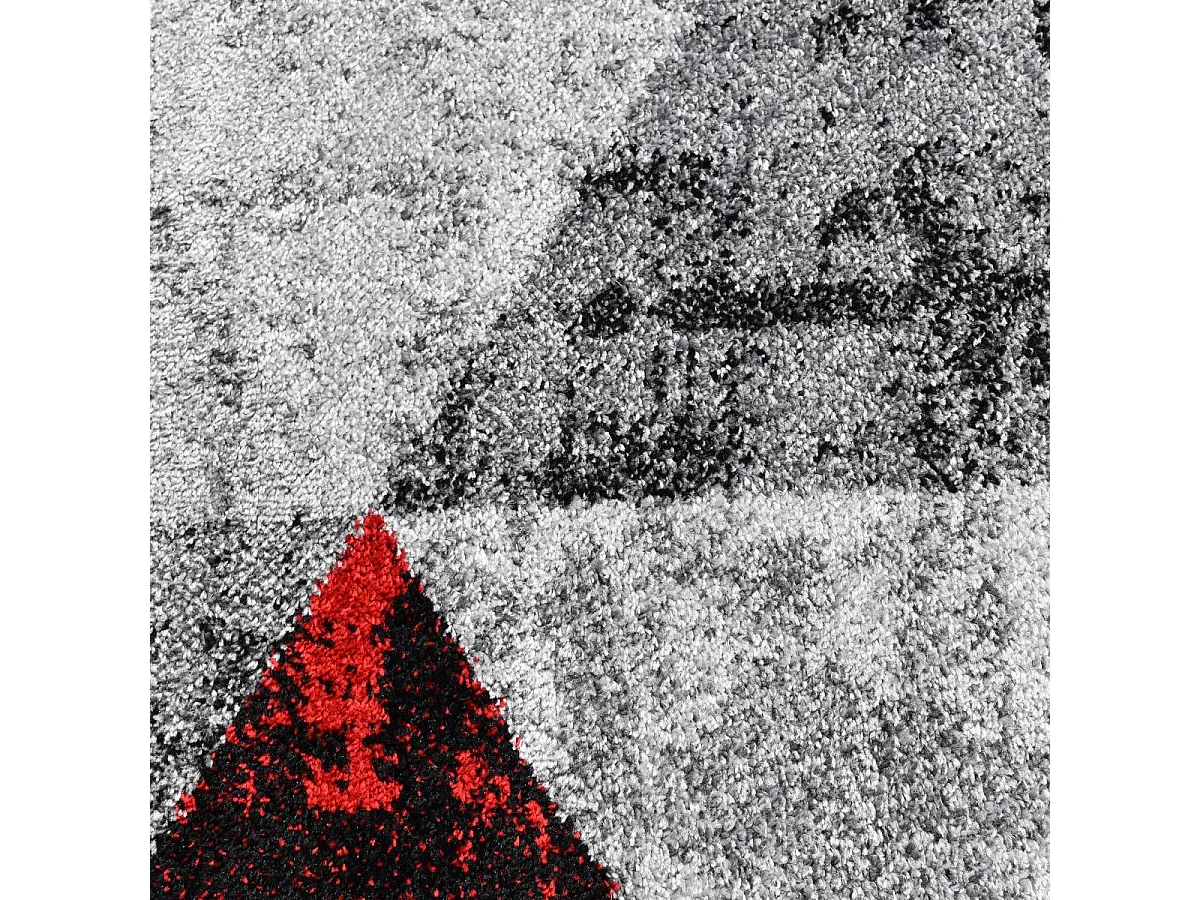 tappeto per camera da letto 150x220 cm motivo geometrico rettangolare intrecciato rosso e grigio SOLTAM