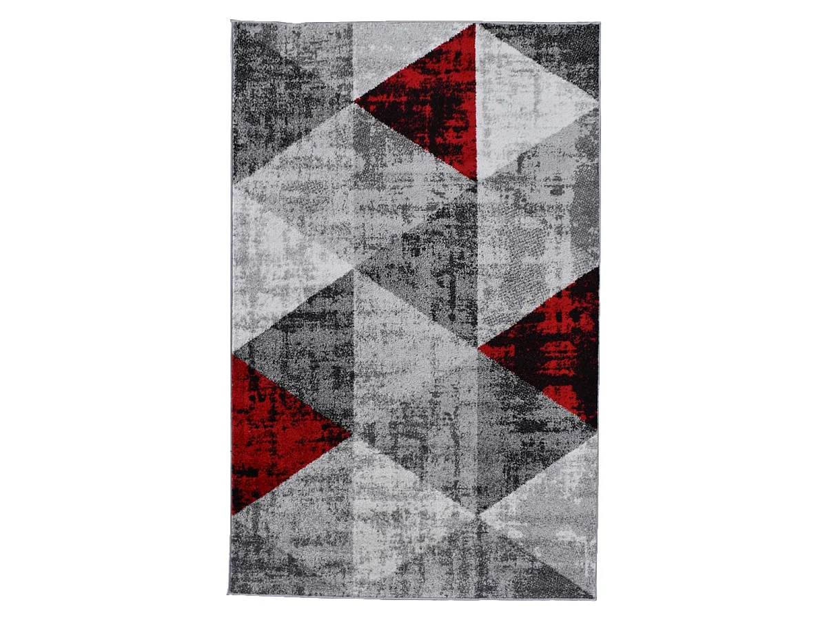tappeto per camera da letto 150x220 cm motivo geometrico rettangolare intrecciato rosso e grigio SOLTAM