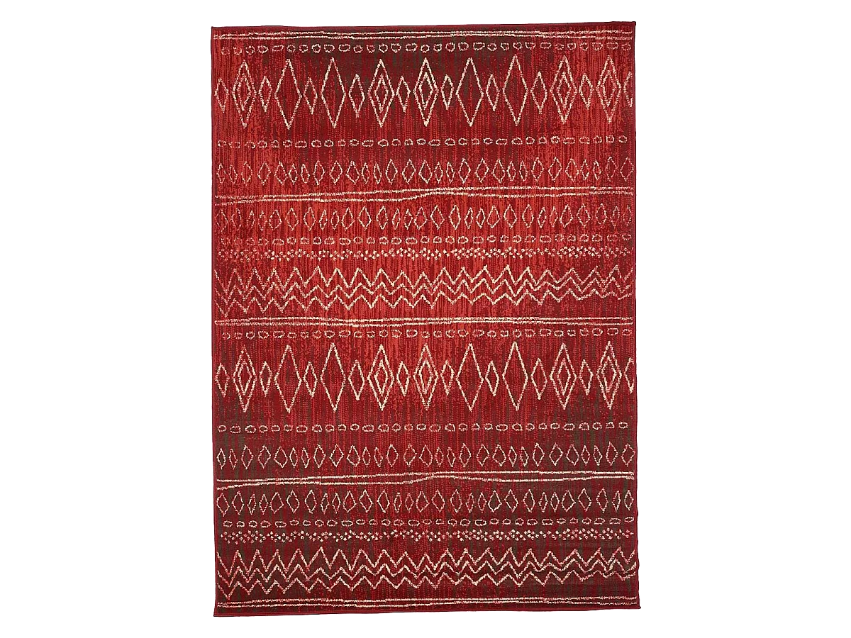 Tapis berbère 160x225 tissé motifs tribaux LYN1 BERBI rouge
