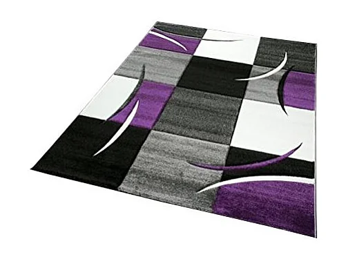 tapis chambre 80x150 tissé violet rectangle motif géométrique DIAVIRGULE