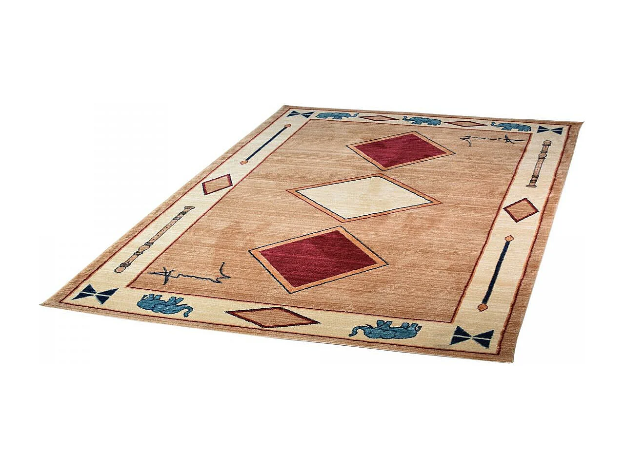 tapis salon 160x240 tissé beige rectangle motif simple CHOBAY 8