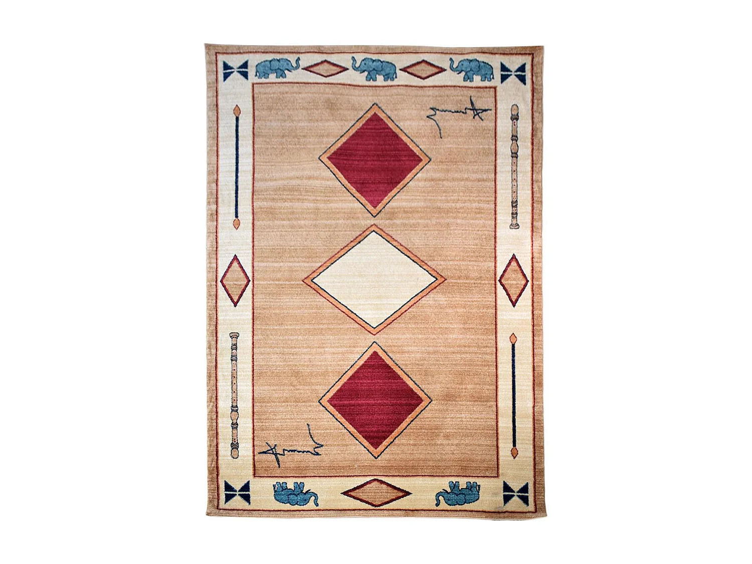 tapis salon 160x240 tissé beige rectangle motif simple CHOBAY 8