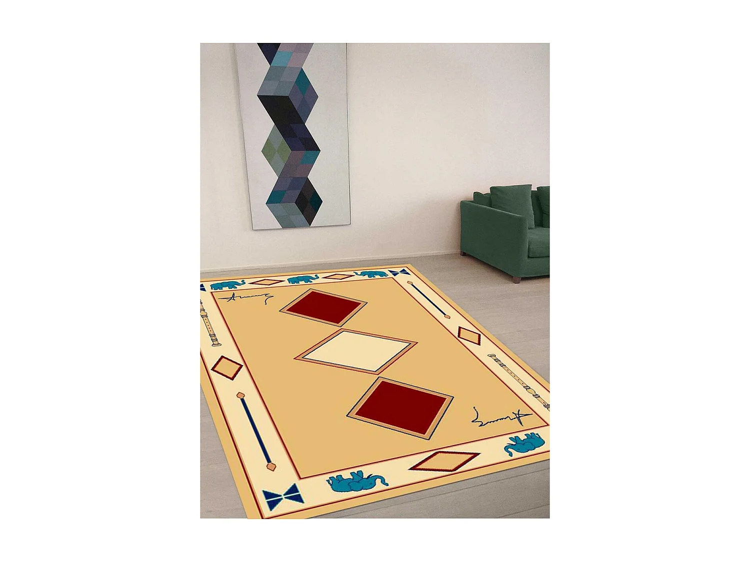 tapis salon 160x240 tissé beige rectangle motif simple CHOBAY 8