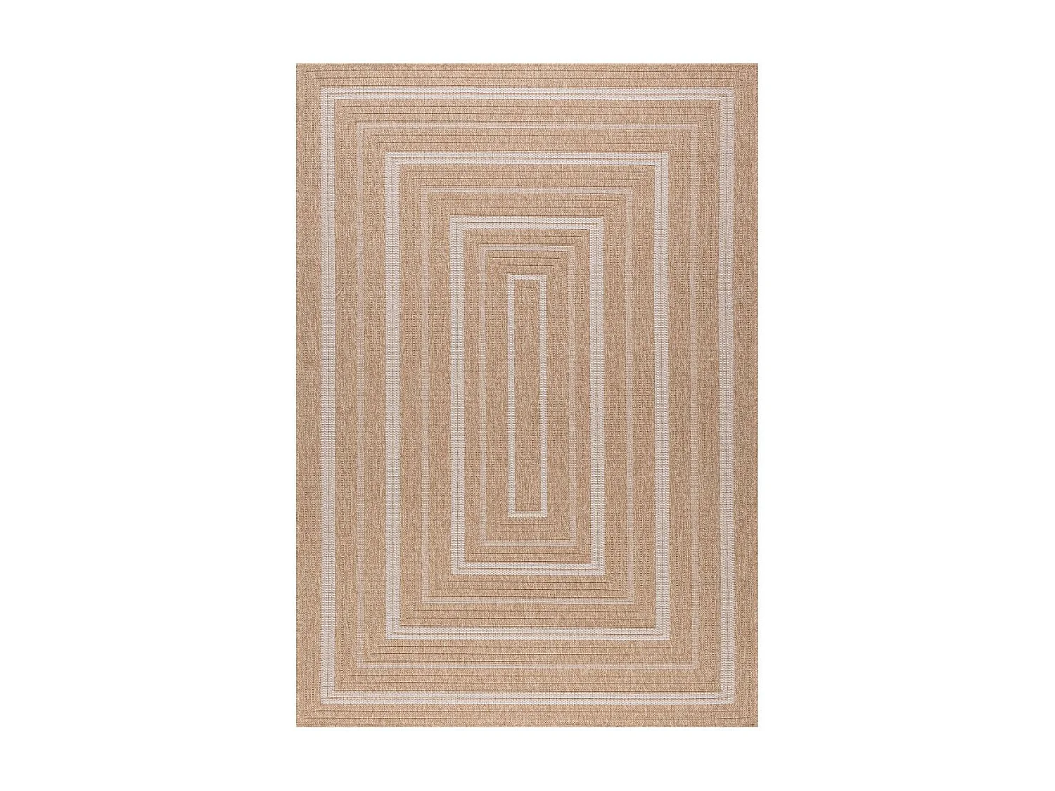 Tapis extérieur 120x170 tissé kilim beige et blanc JUTE ART 5