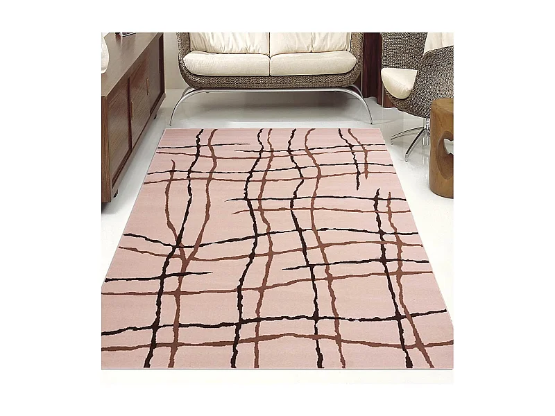 tapis salon 120x170 tissé blanc cassé rectangle motif abstrait LYN1 MALMO