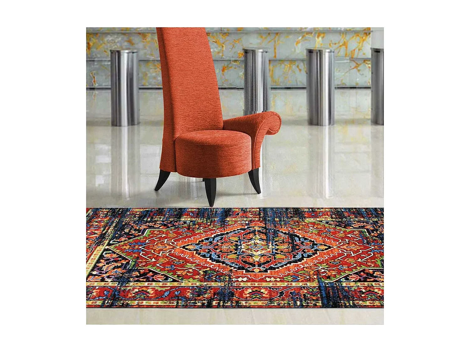 Tapis oriental 200x290 rectangle multicolore tissé motif ancestral MADAL