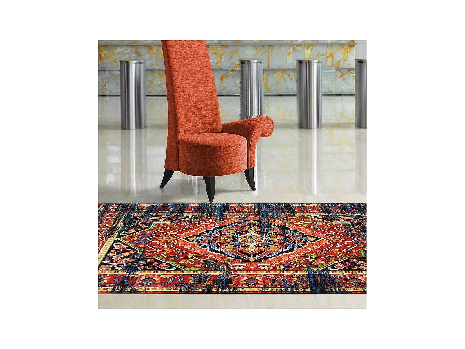 Tapis oriental 200x290 rectangle multicolore tissé motif ancestral MADAL