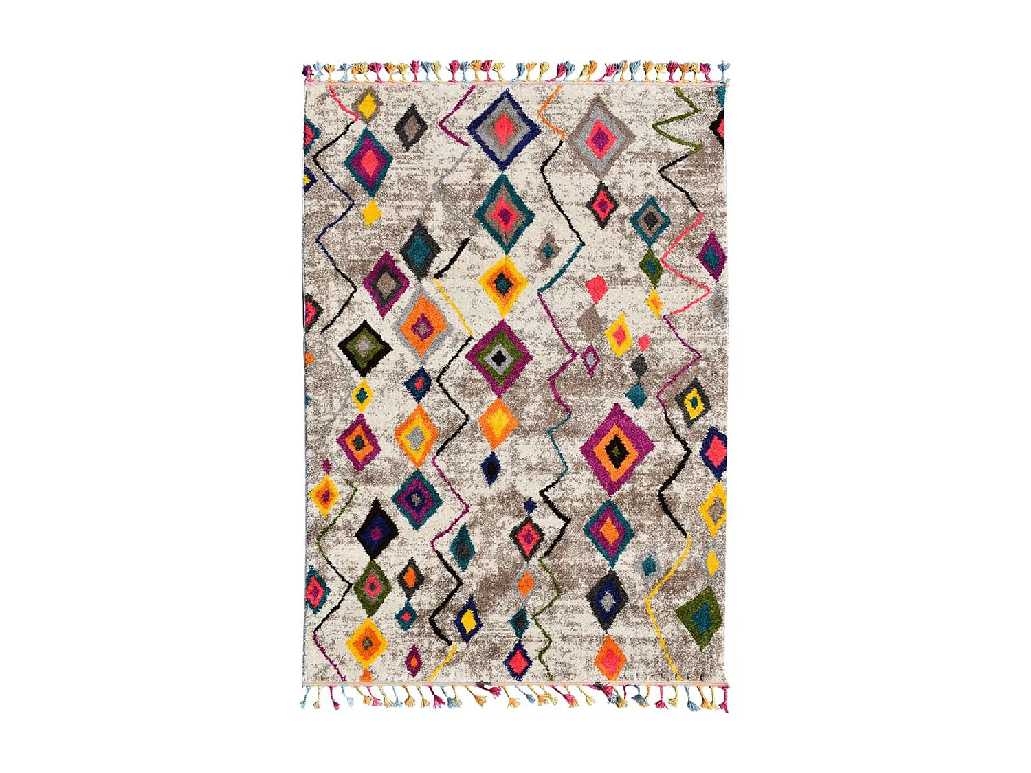 Tapis berbère 120x170 tissé motif ethnic LYN5 ESSARO gris et rouge