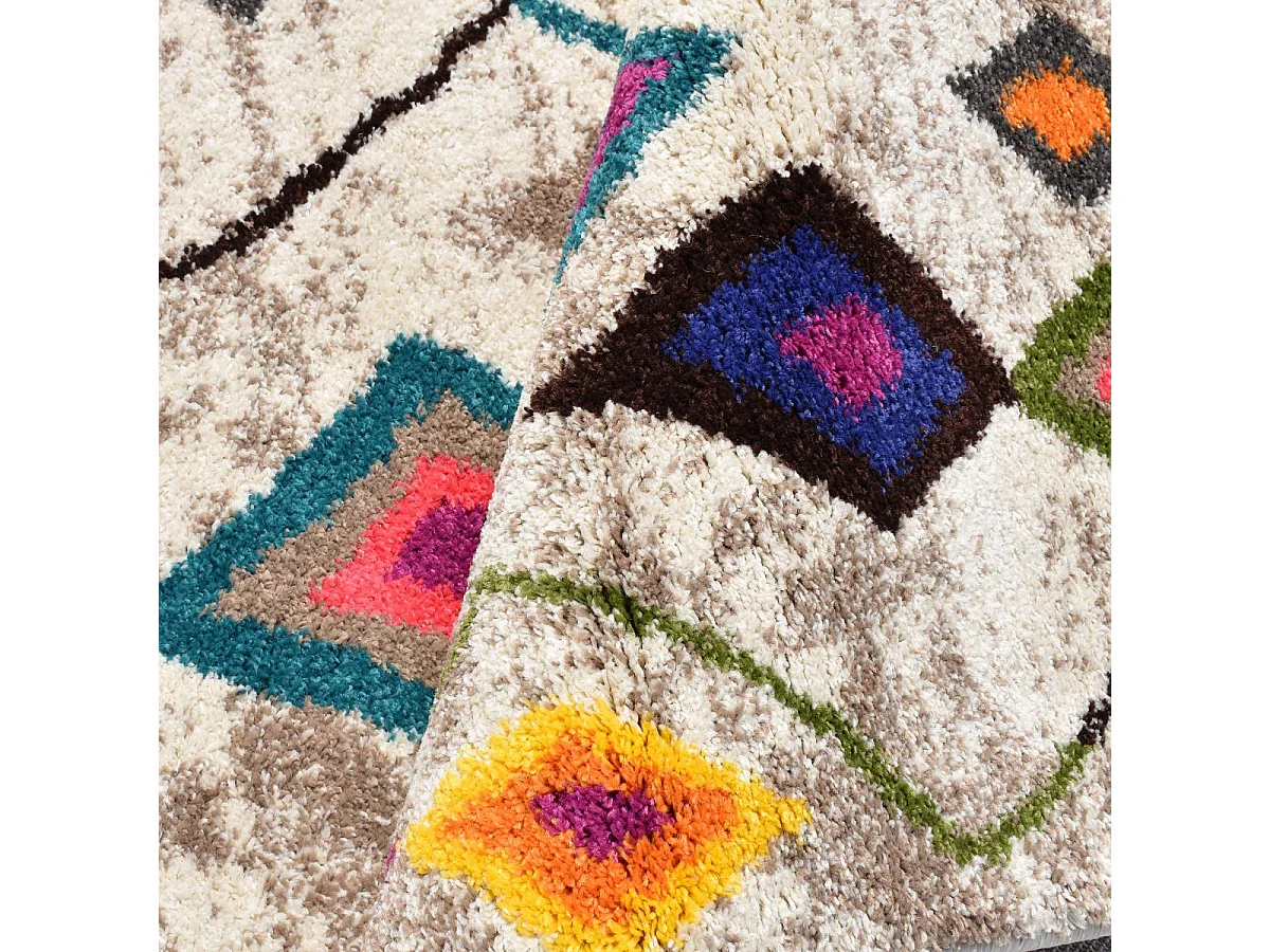 Tapis berbère 120x170 tissé motif ethnic LYN5 ESSARO gris et rouge