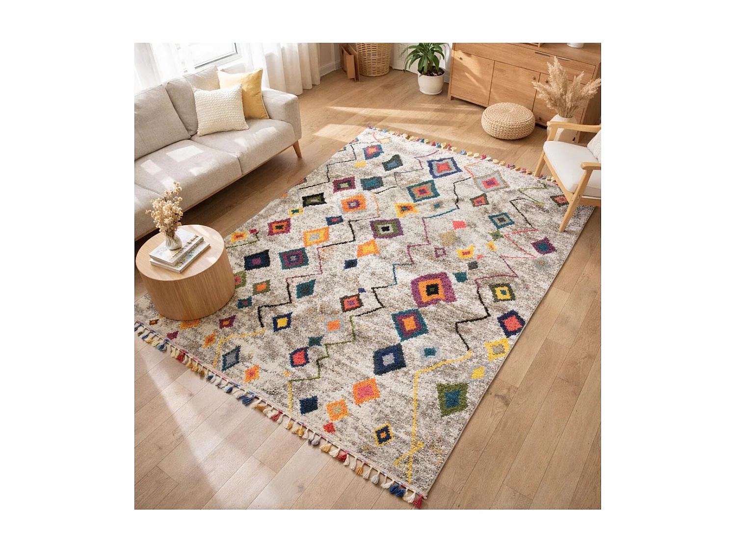 Tappeto berbero 120x170 tessuto modello etnico ESSARO grigio e rosso