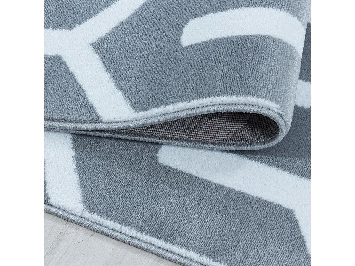 tapis salle à manger 200x290 tissé gris et blanc rectangle motif scandinave