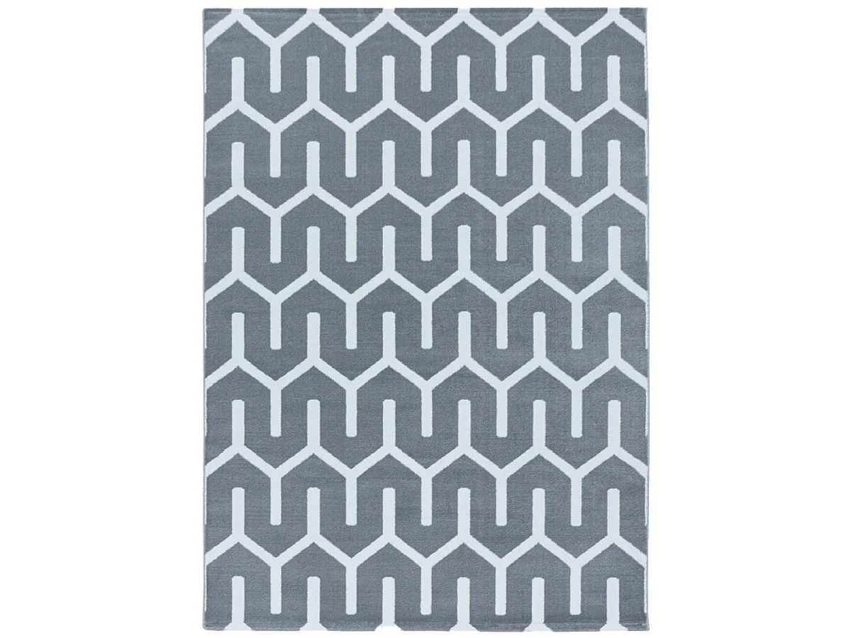 tapis salle à manger 200x290 tissé gris et blanc rectangle motif scandinave