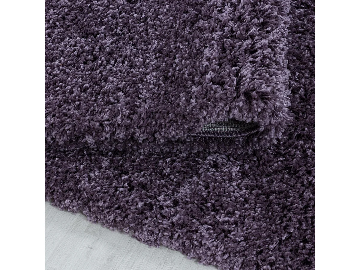 Tapis poils longs shaggy Ø80cm rond tissé violet motif uni UNI I