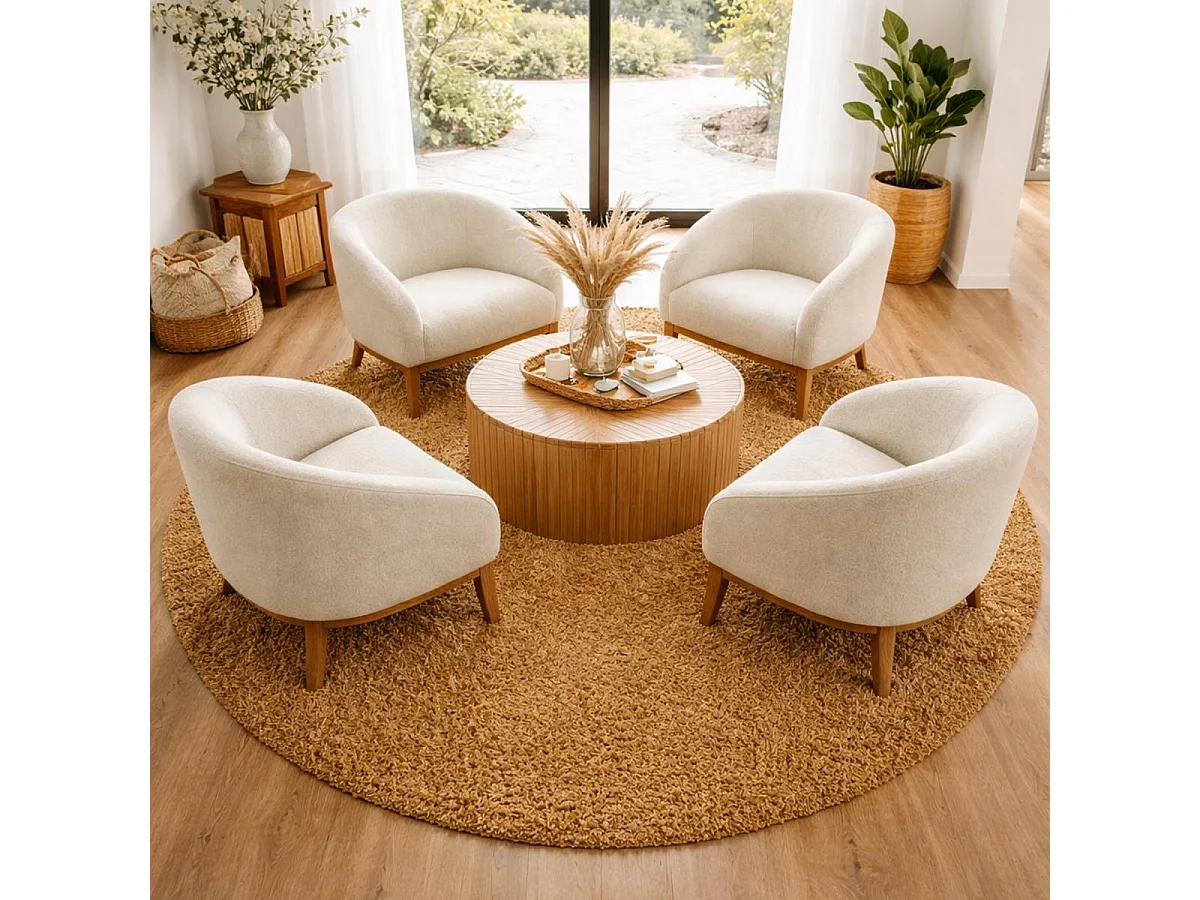 Tappeto Shaggy a pelo lungo Ø160cm tessuto rotondo oro modello unito UNI I