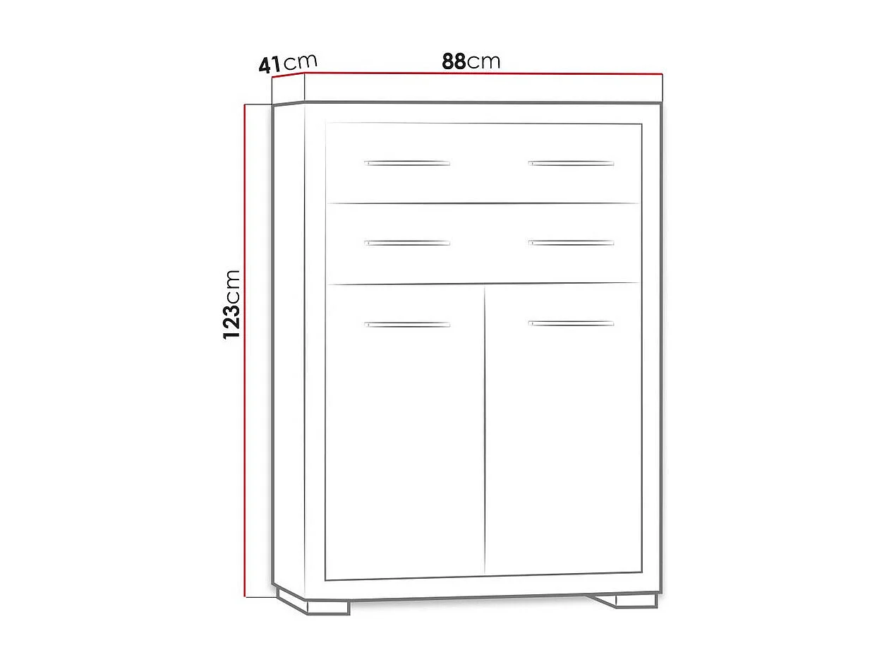 Cómoda Fiomeri 104, Oscuro roble santana, Con cajones y puertas, Número de cajones: 2,