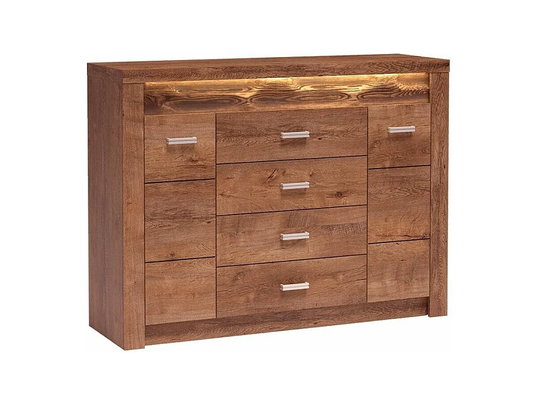 Commode Serfeno 104, Frêne, Avec tiroirs et portes, Nombre de tiroirs: 4, 104x137x42cm