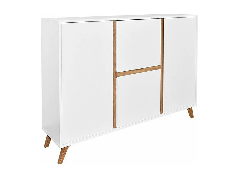 Cómoda Mavenoa 100, Roble dorado|Blanco, Con cajones y puertas, Número de cajones: 2,