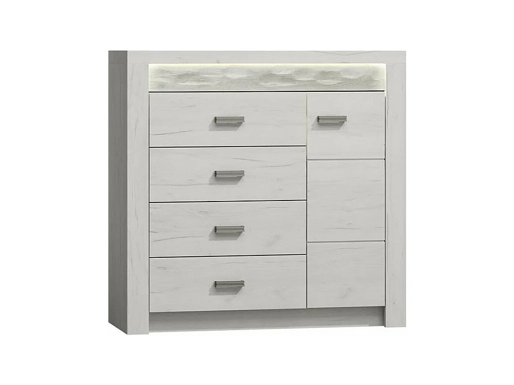 Commode Serfeno 115, Artisanat blanc, Avec tiroirs et portes, Nombre de tiroirs: 4, 104cm