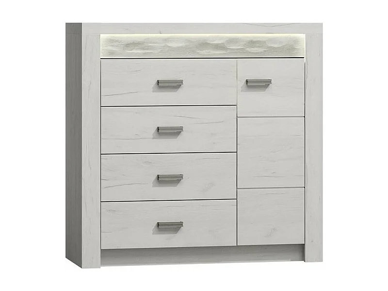 Commode Serfeno 115, Artisanat blanc, Tiroirs et portes, Nombre de tiroirs: 4, 104x109cm