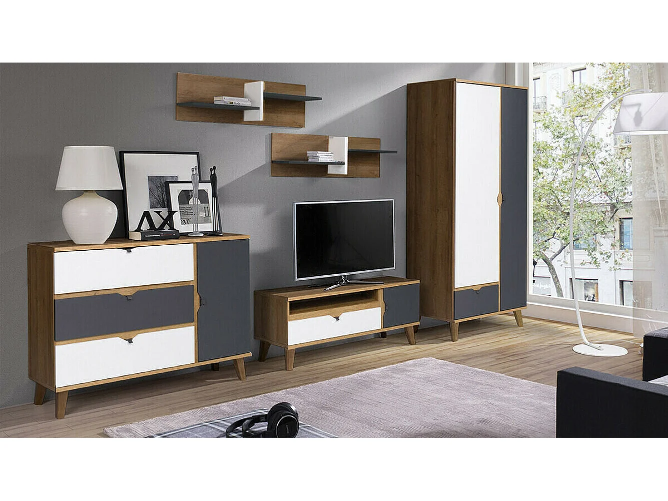 Cómoda Etrmoru 140, Com gavetas e portas, Número de gavetas: 3