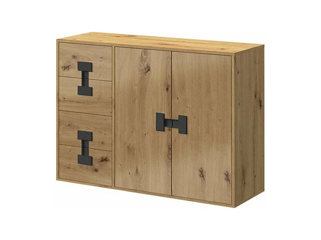 Commode Florevi 102, Chêne Artisan, Avec tiroirs et portes, Nombre de tiroirs: 4, 86x40cm
