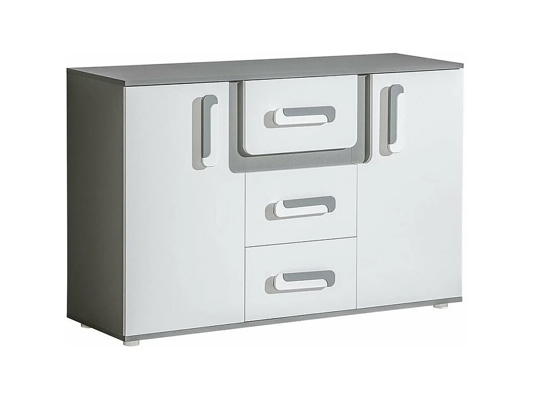 Commode Aviseve 102, Blanc|Anthracite, Avec tiroirs et portes, Nombre de tiroirs: 3, 85cm