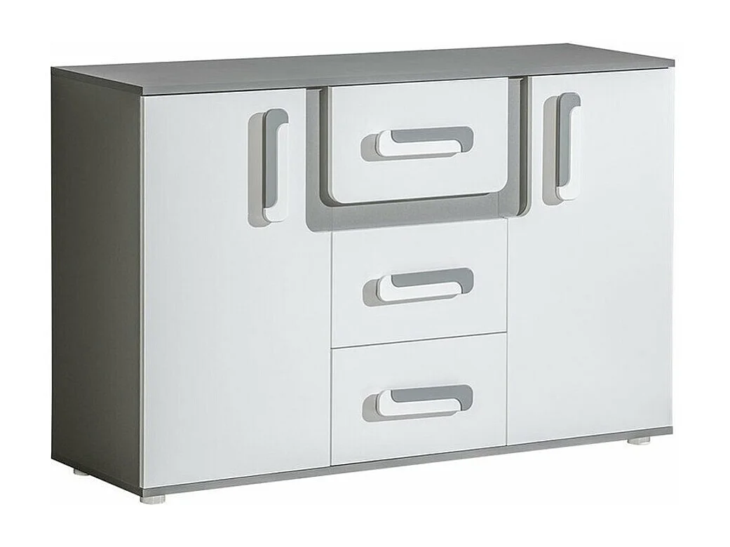 Commode Aviseve 102, Anthracite|Blanc, Tiroirs et portes, Nombre de tiroirs: 3, 85x128cm